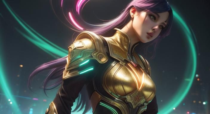 Hourglass Figure in Neon Lights: Digital Art