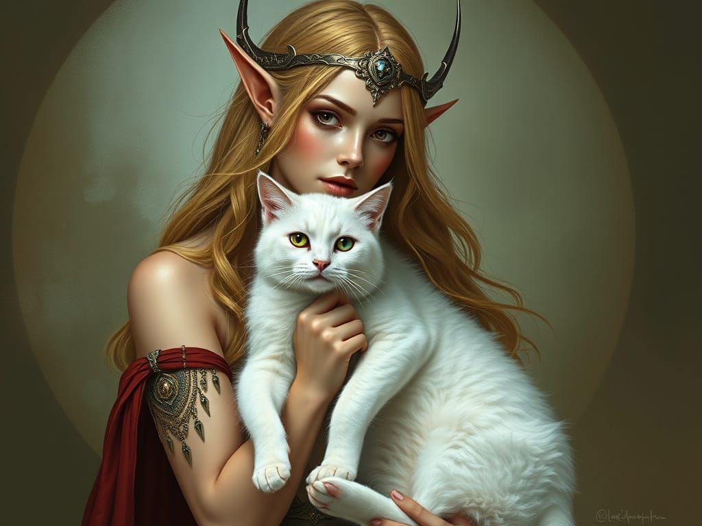 Regal Elf Queen Surrounded by Whimsy