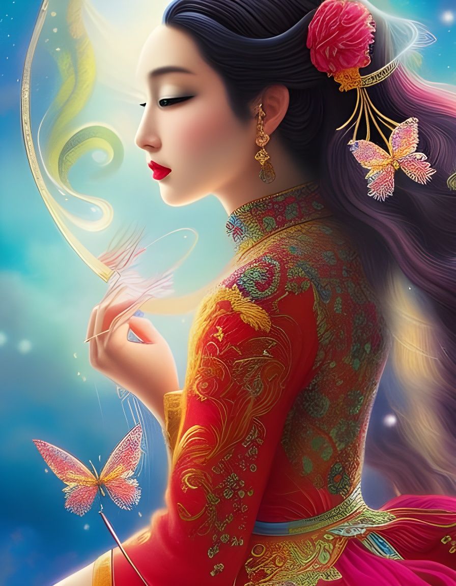 Magical Woman Illustration with Vivid Colors