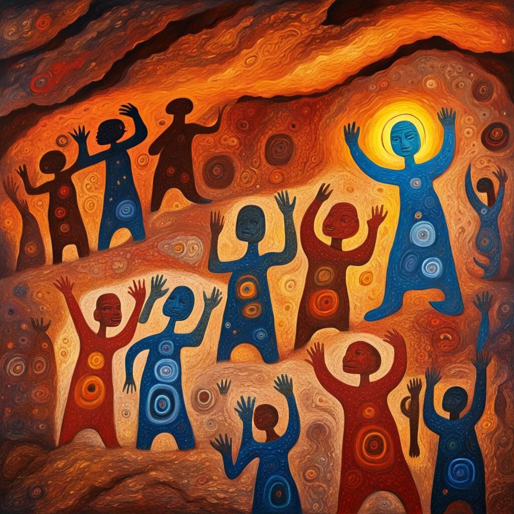 Aboriginal Cave Drawings Come to Life as Impasto Painting