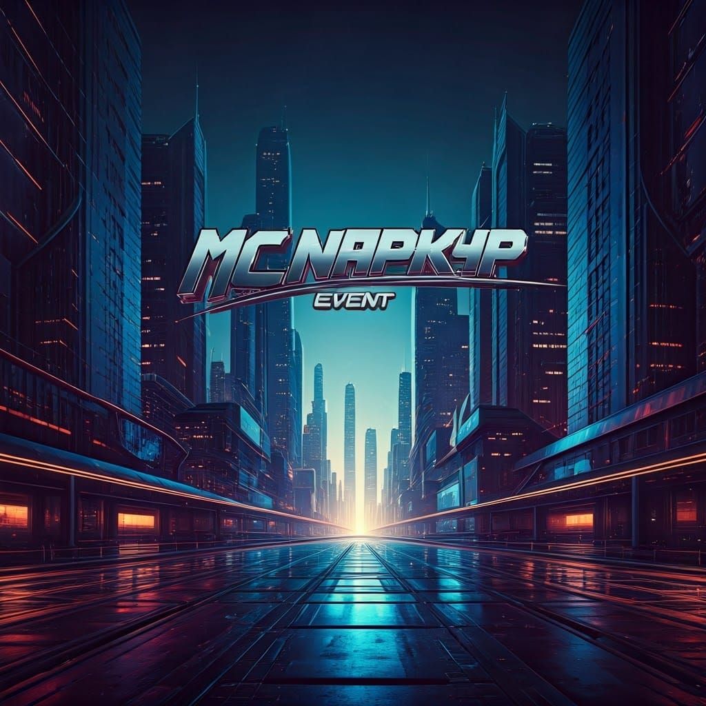 Futuristic Cityscape Album Art in Sci-Fi Style