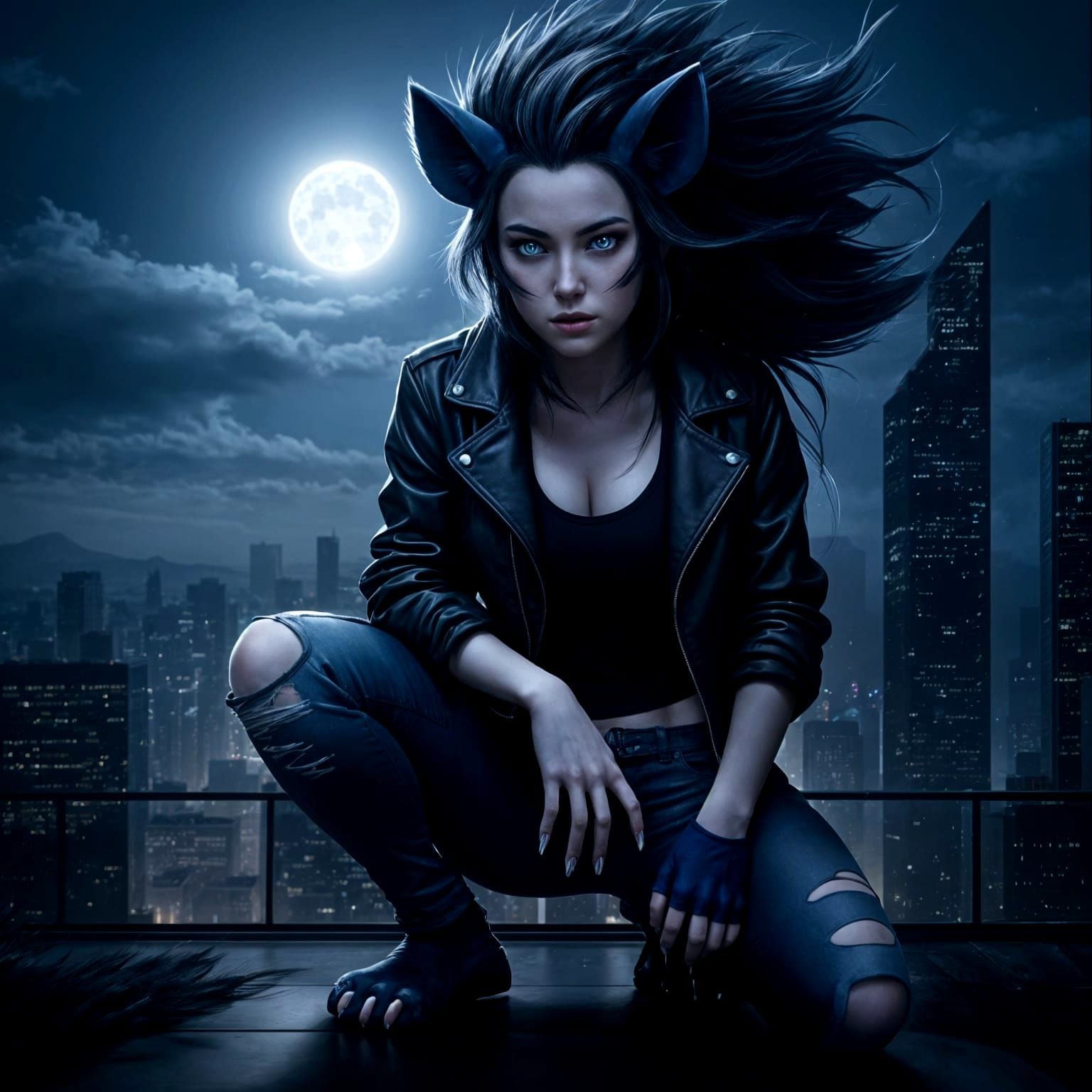 Mightyena Pokemon Hybrid: Stunning Human Girl Portrait