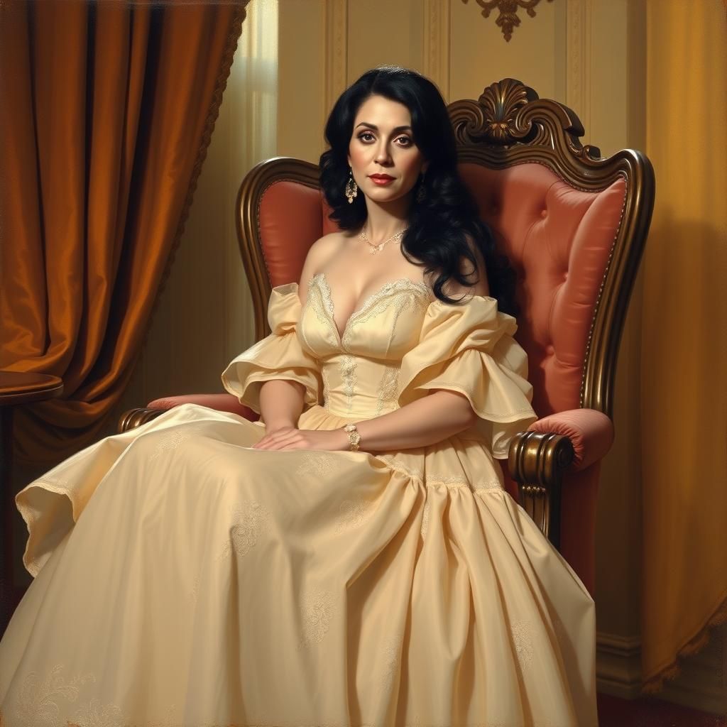 Cher in 19th Century Gown, Impressionist Style