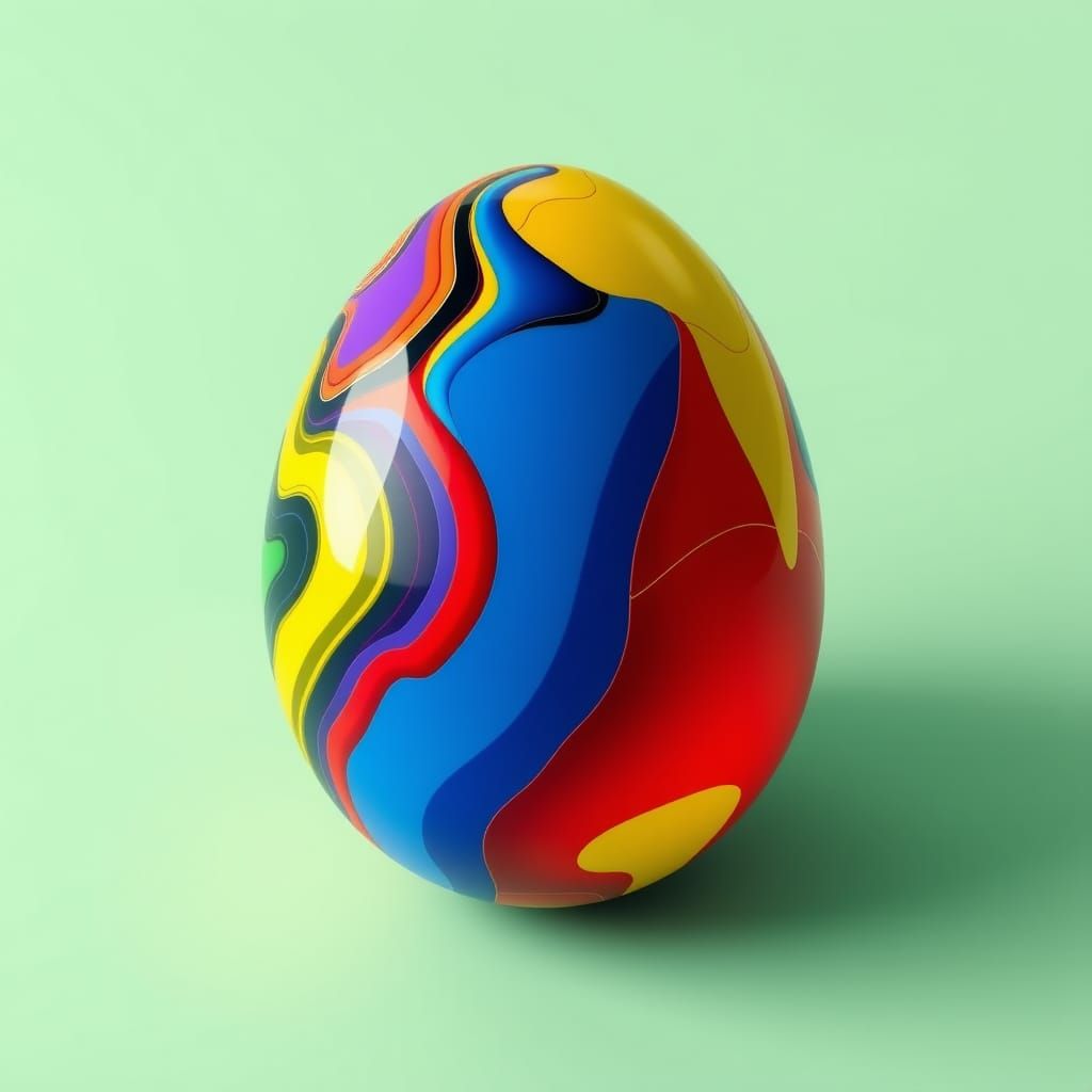 Surreal Bauhaus Easter Egg in Vibrant Triadic Colors