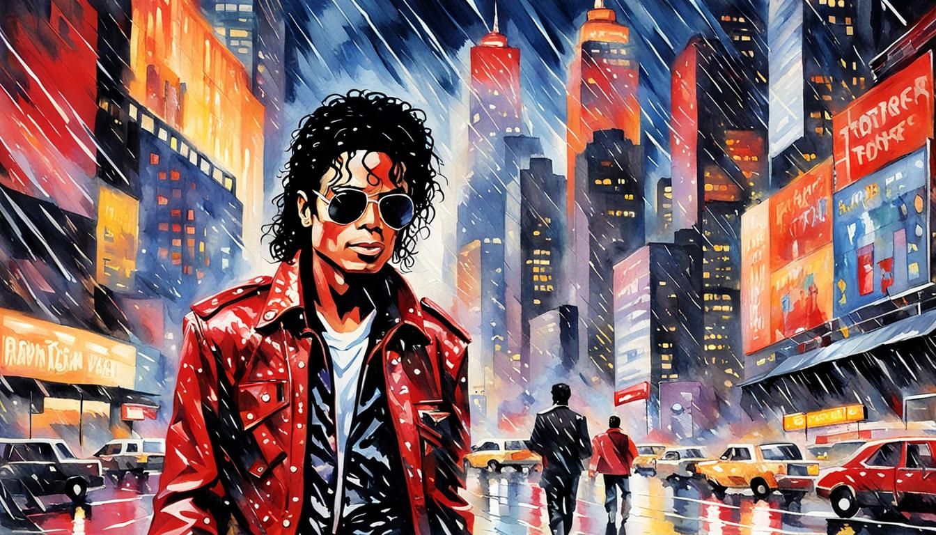 Michael Jackson Portrait in Pop Art Watercolor Style