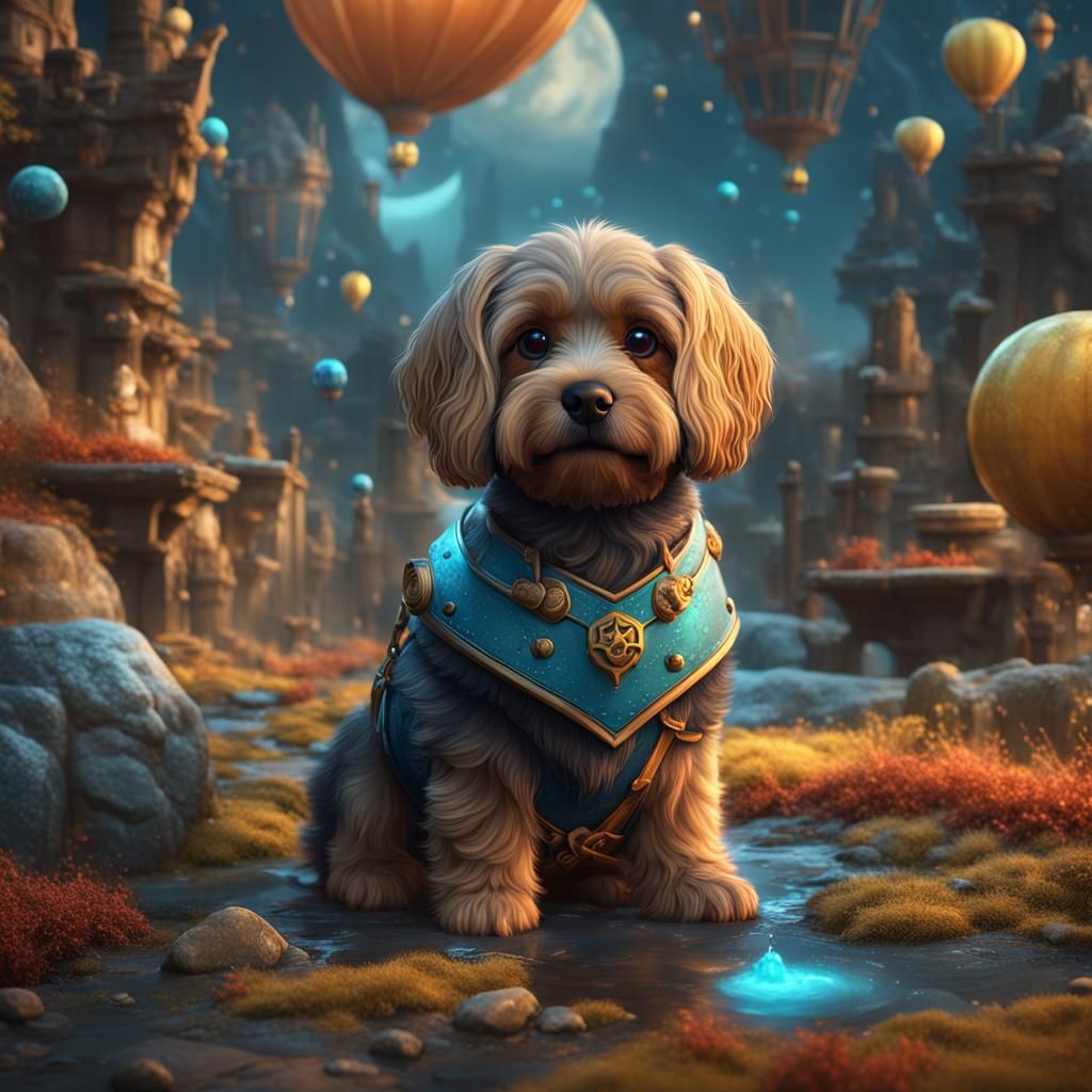 Cute Dog in Detailed Matte Painting