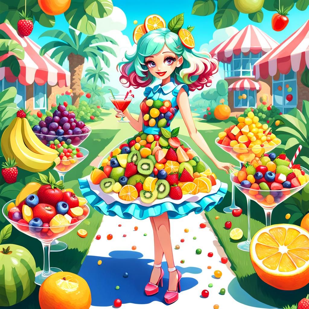 Fruit Salad Dress: A Cheerful Candyland Art Creation