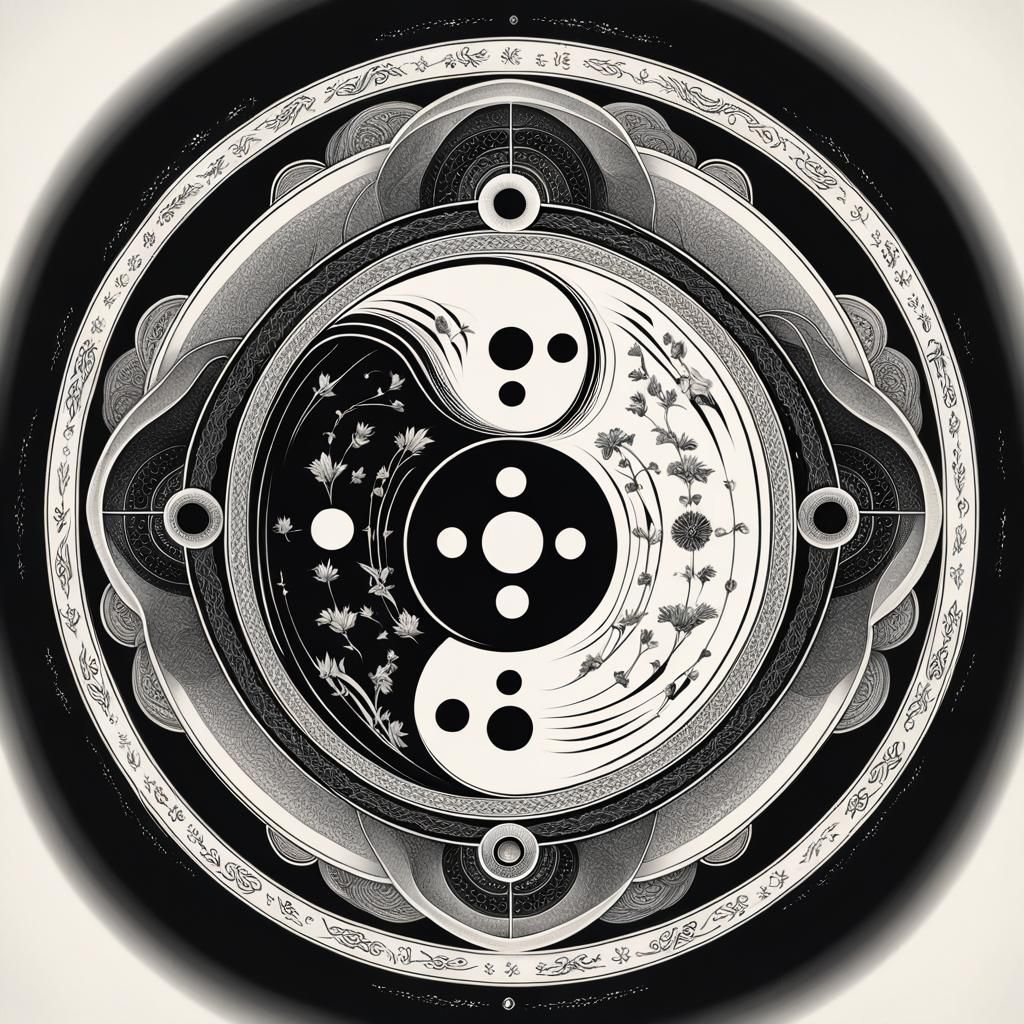 Harmonious Taiji Diagram in Sacred Geometry Art