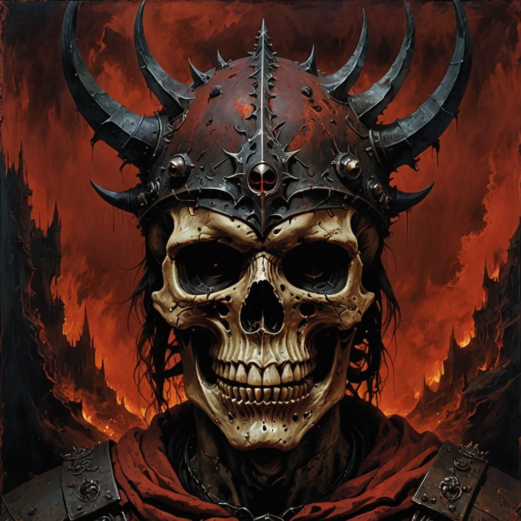 Grotesque Demon Skull with Knight Visor