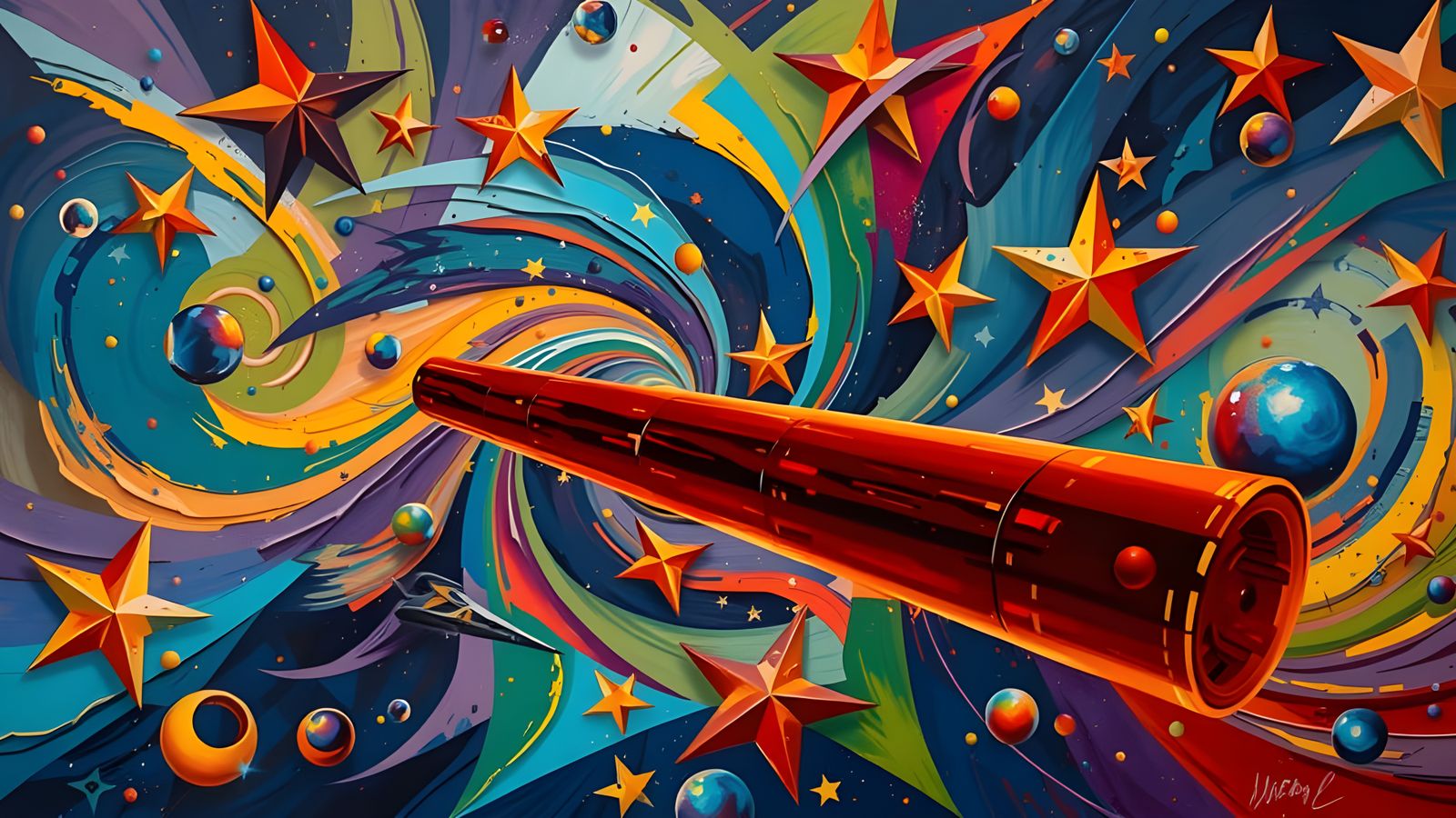 Abstract Expressionist Stars in Impasto Oil