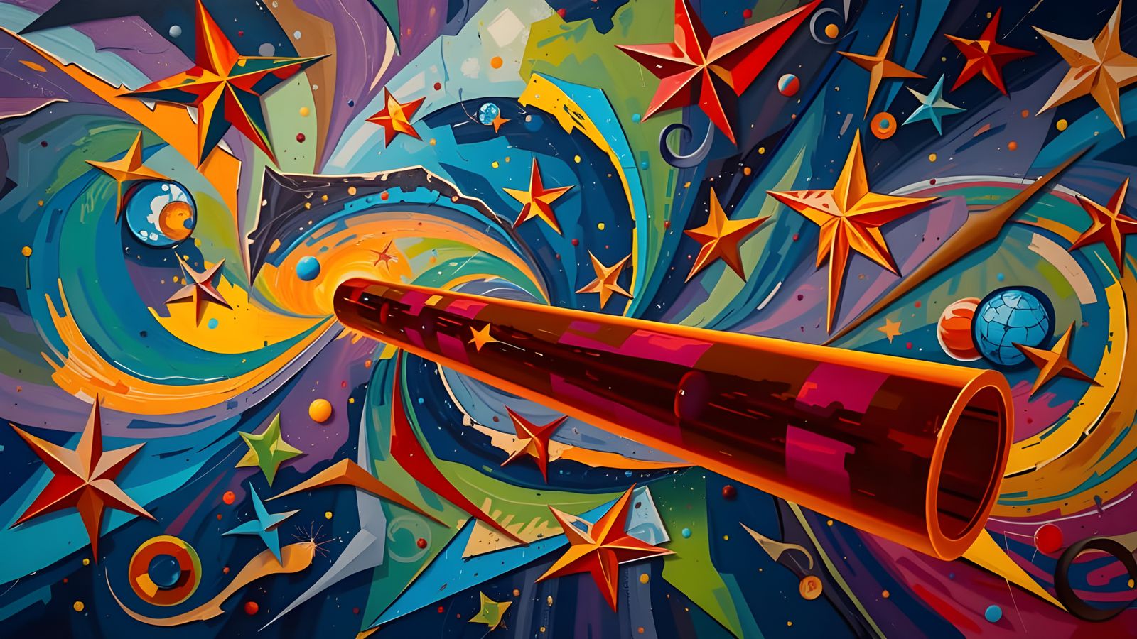 Abstract Cosmic Vortex of Stars in Impasto Oil