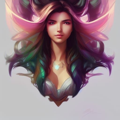 Detailed Portrait of Ahri in Art Nouveau Style