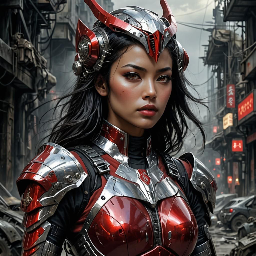 Futuristic Woman in Armor: A Digital Art Portrait