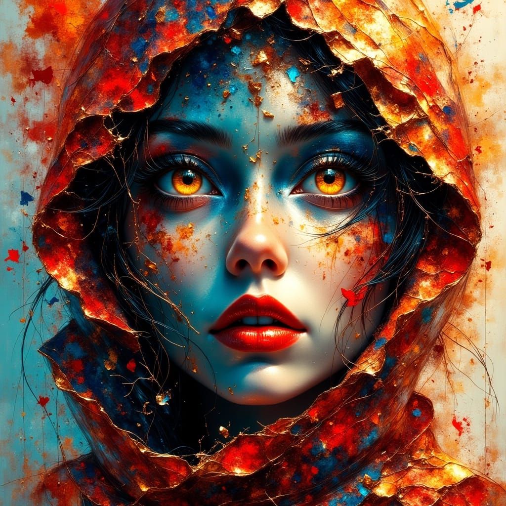 Abstract Ninja Warrior in Photorealistic Ink