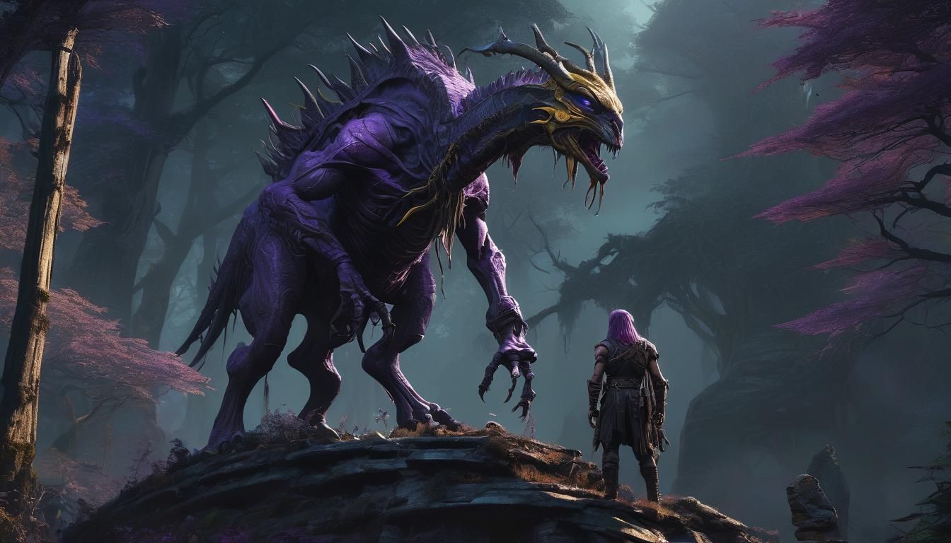 Alien Centaur in Mystical Forest Ruins