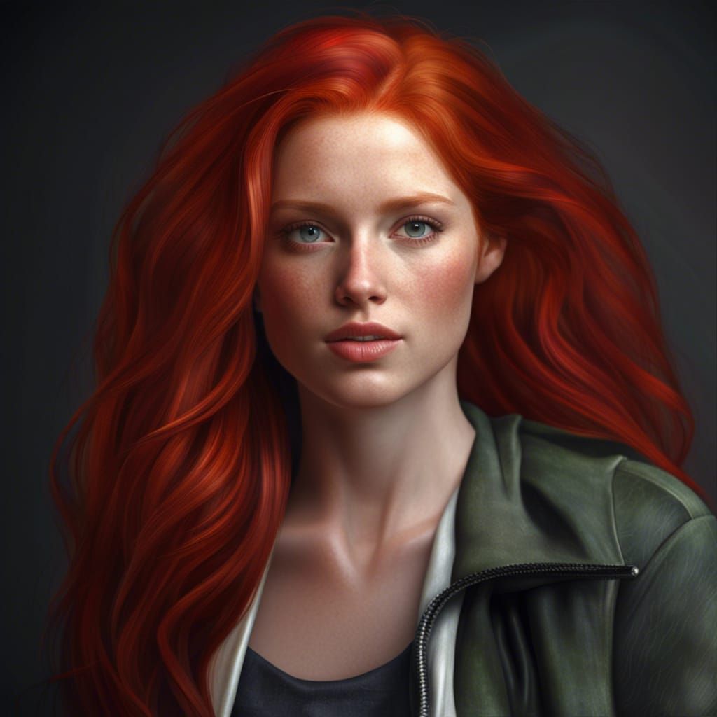 Photorealistic Portrait of a Beautiful Redhead
