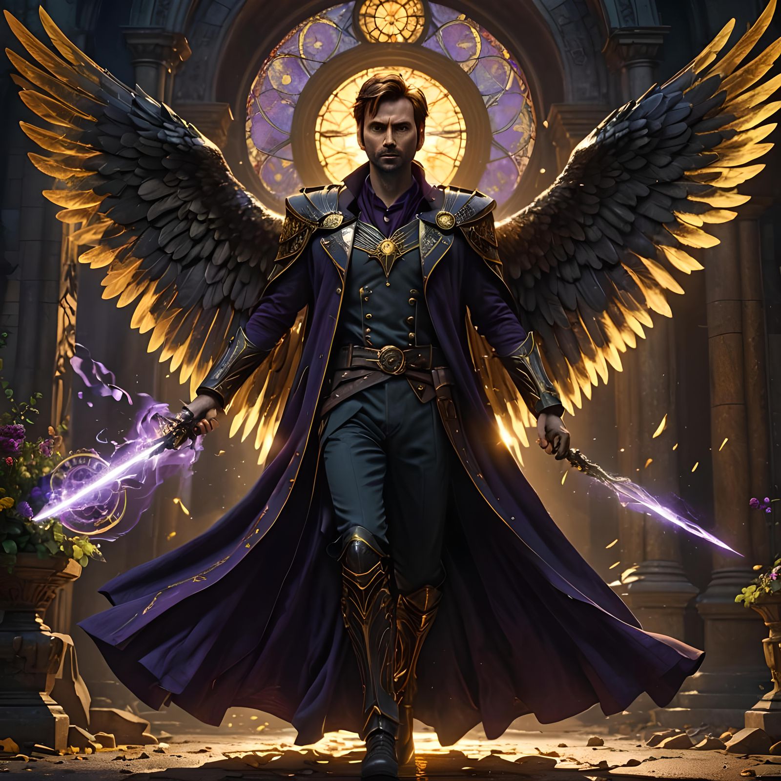 Dark Angel with Lens Flares, Fantasy Concept Art