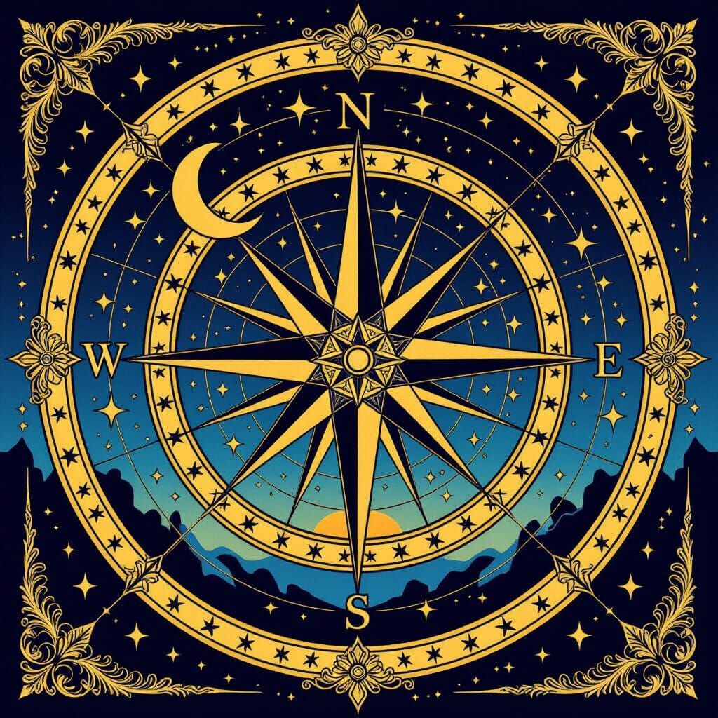 Celestial Navigator Family Emblem with Constellations and Mo...