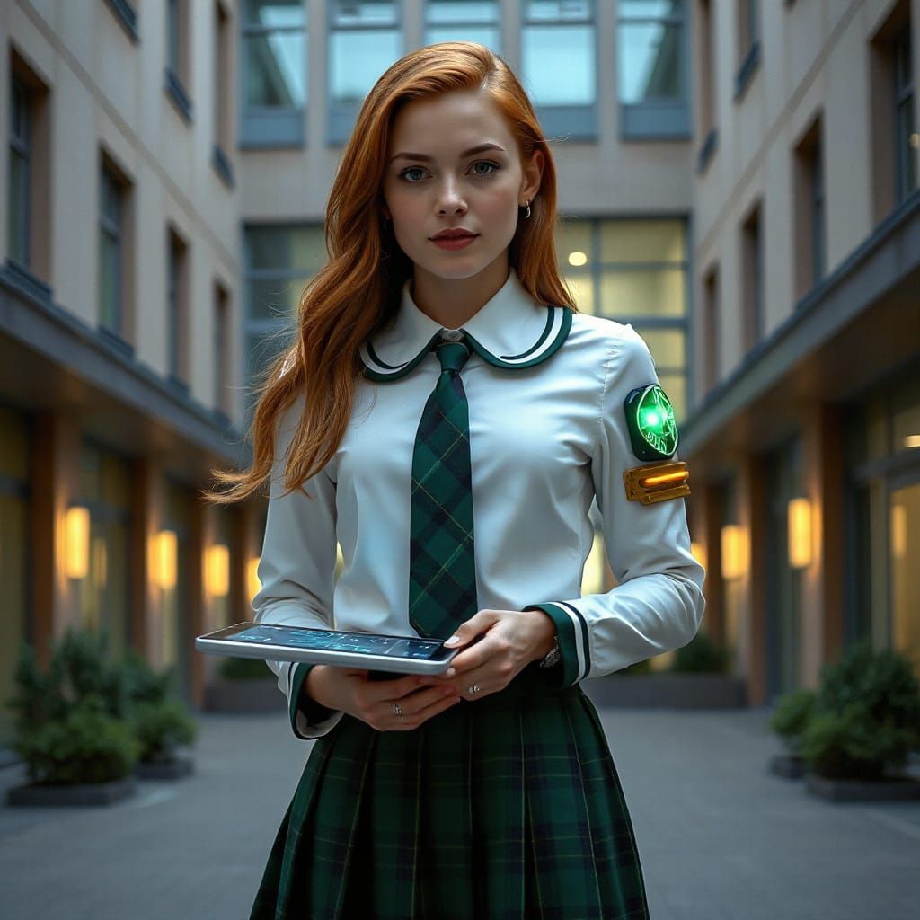 Schoolgirl of Tomorrow in Futuristic Academy