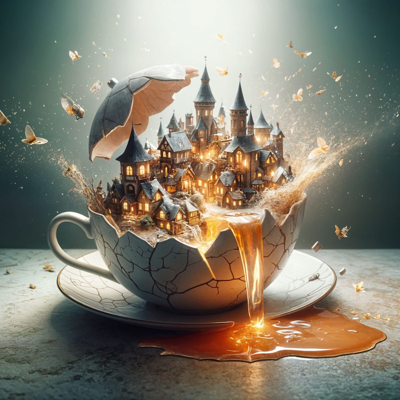 Miniature Town Destroyed in Teacup Explosion