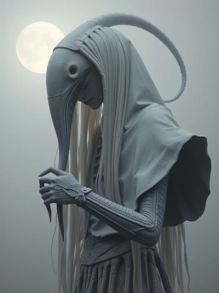 Ethereal Figure in Giger-esque Costume