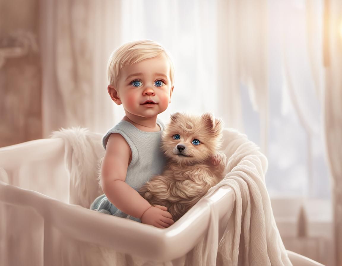 Hyperdetailed Portrait of a Smiling Baby in Volumetric Light...