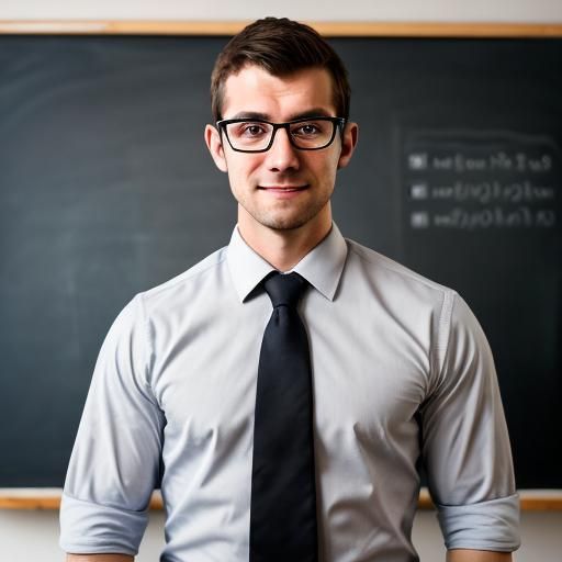 Handsome Teacher in Dress Shirt and Tie, Bokeh