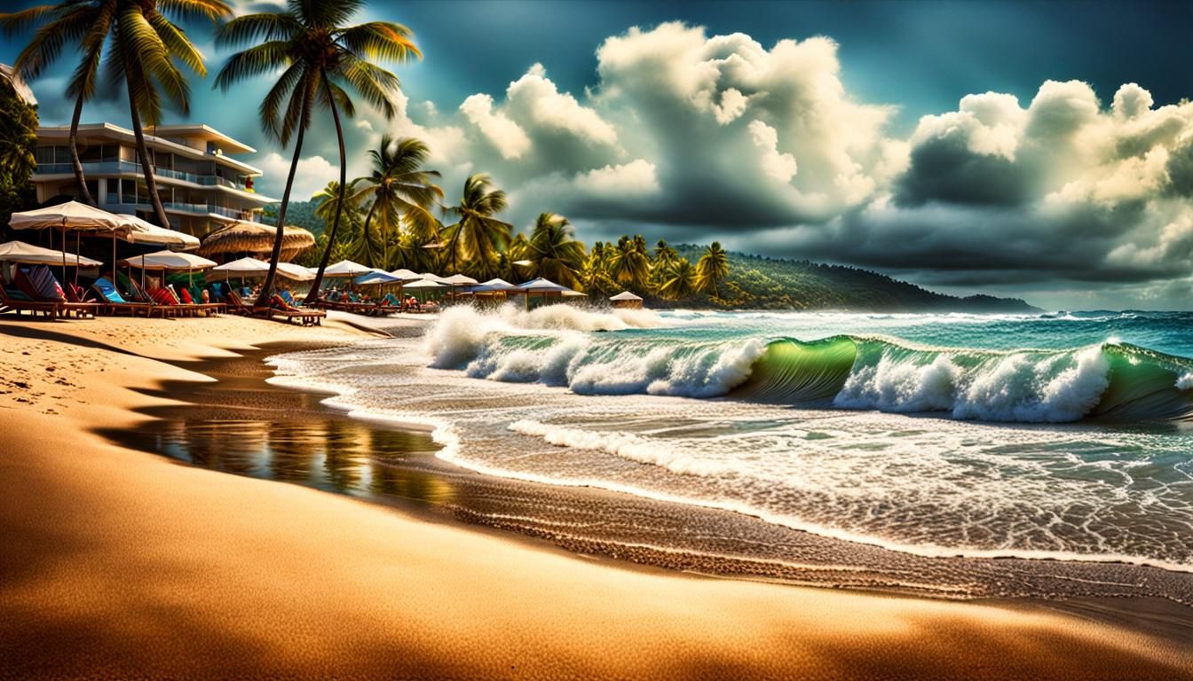 Tropical Beach Scene with Gentle Waves