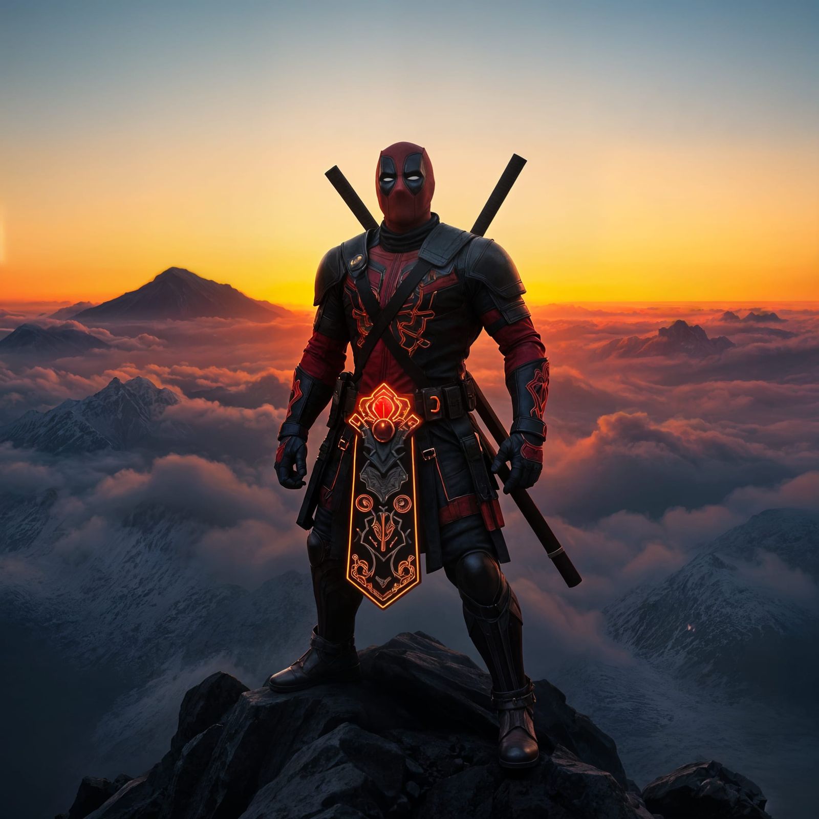 Deadpool Warrior in Glowing Ninja Armor