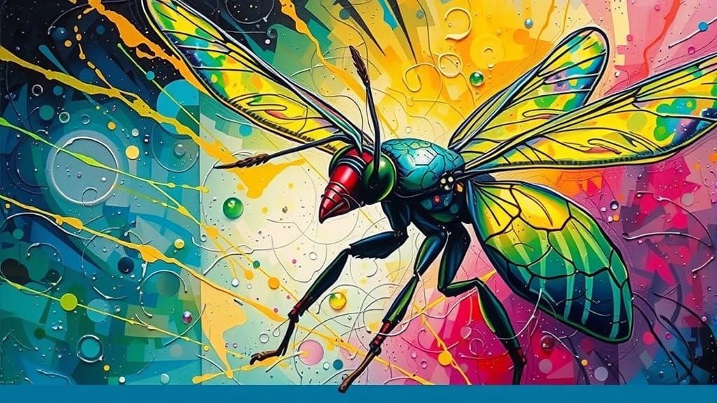 Vibrant Flying Insect in a Kaleidoscope of Colors