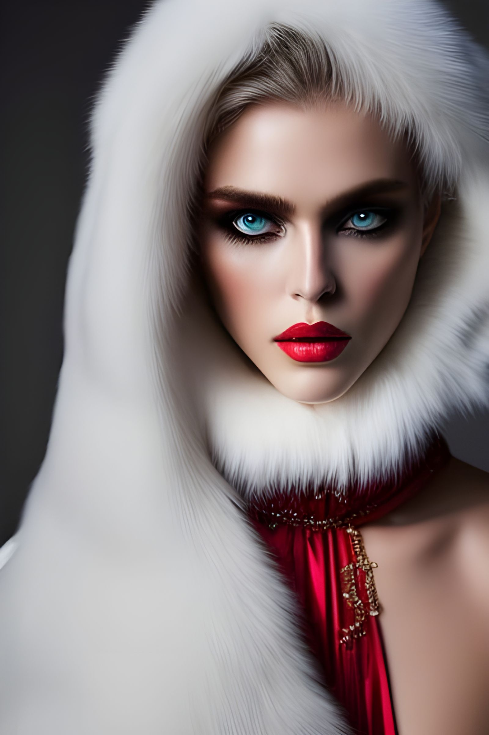 Detailed Portrait of Young Mrs. Claus in Fantasy Art Style