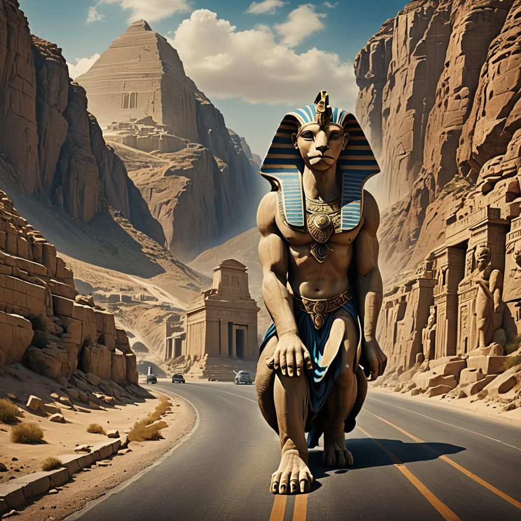 Greek Sphinx on Thebes Road: Matte Painting