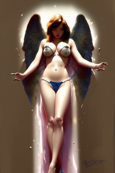 Angelic Pin-Up Portrait in Art Nouveau Style