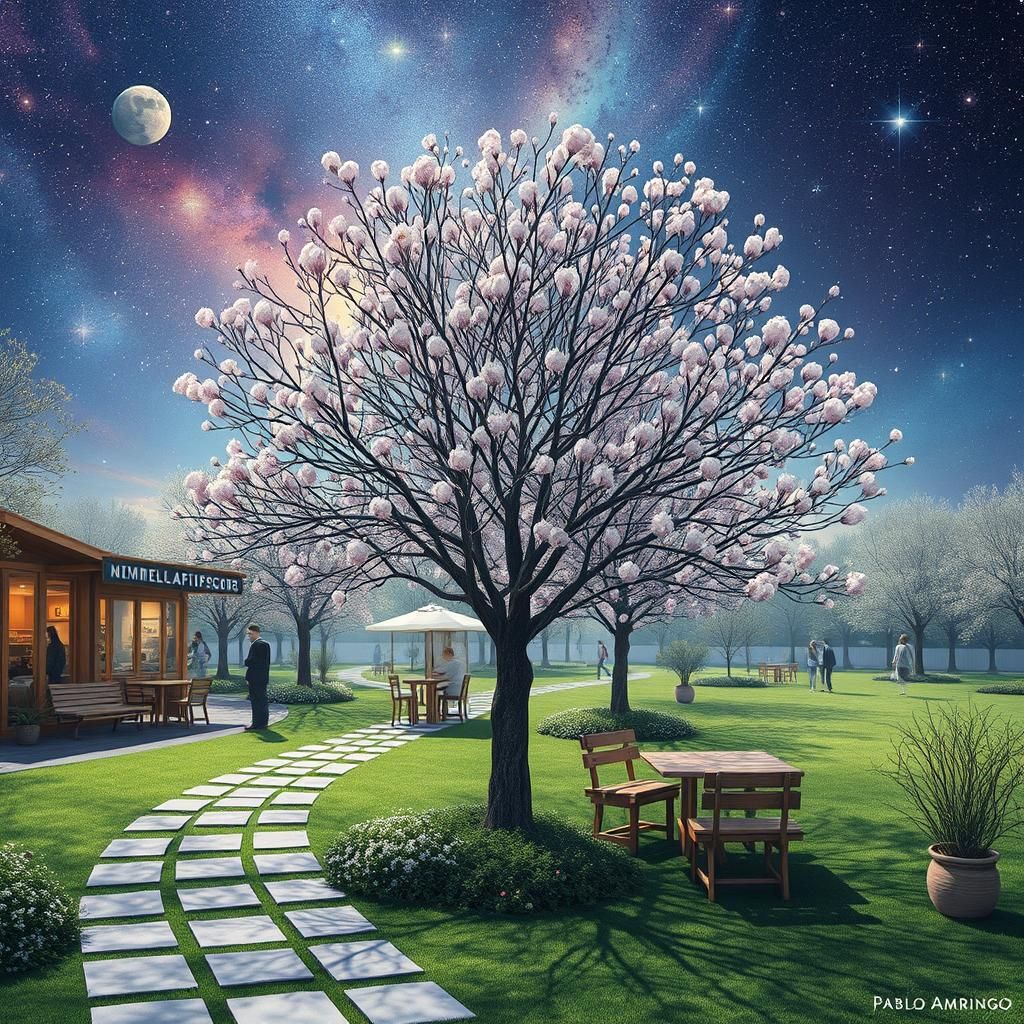 Spring Cafe: Holographic Astral Illustration by Amaringo