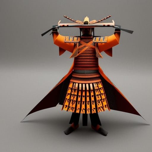 Detailed Paper Sculpture of a Samurai Warrior