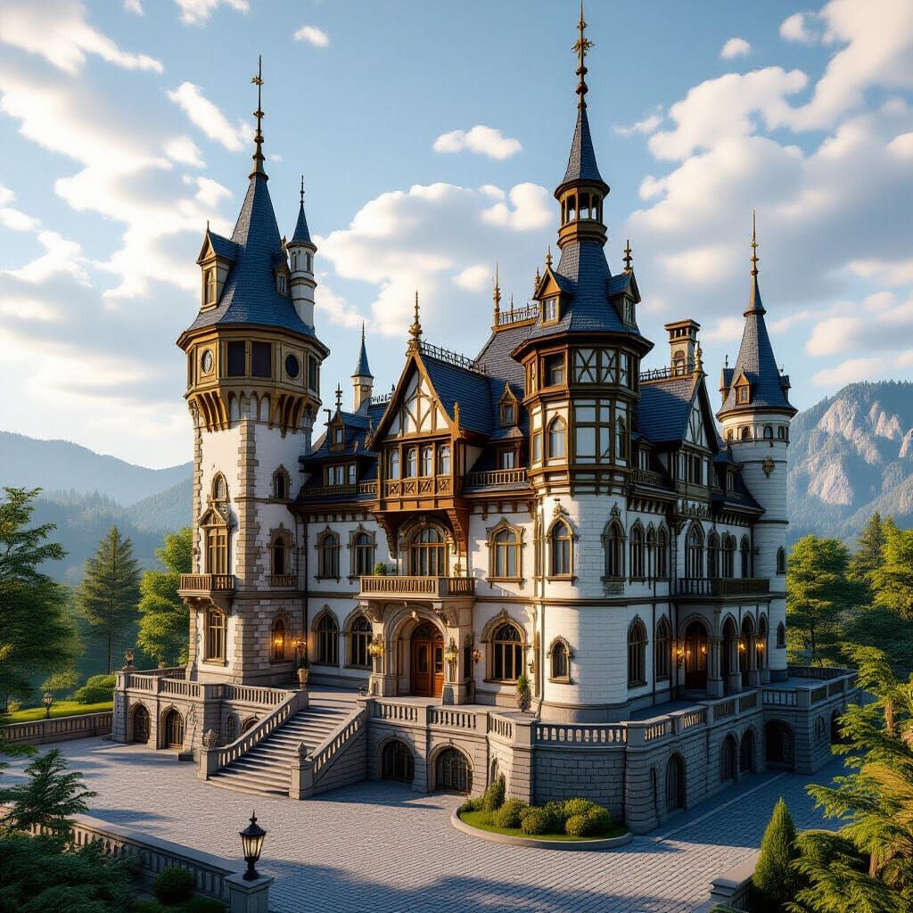Majestic German-Style Castle in Stunning 3D Rendering