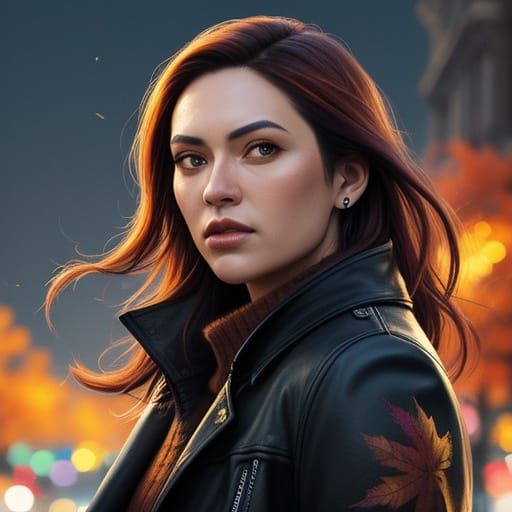 Hyperrealistic Autumn Date Night in Splash Art Style