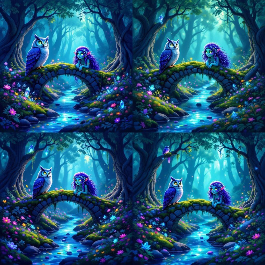 Bioluminescent Amethyst Forest with Spirits and Crystal Cree...