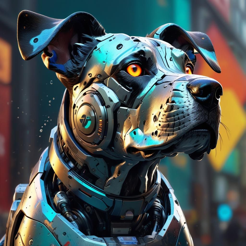 Hyperrealistic Robot Dog in Splash Art Style