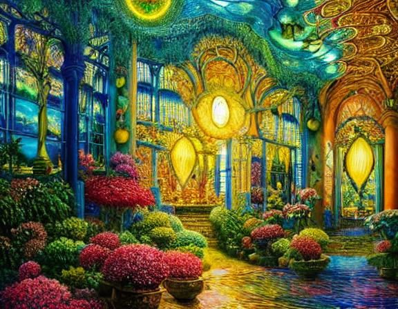 Surreal Sun and Moon Flower in Fairytale Watercolor