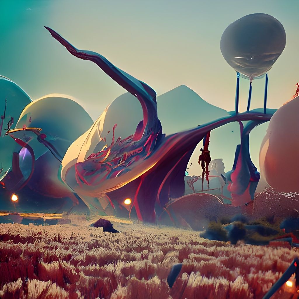 Surreal Alien Landscape: Digital Art Collaboration