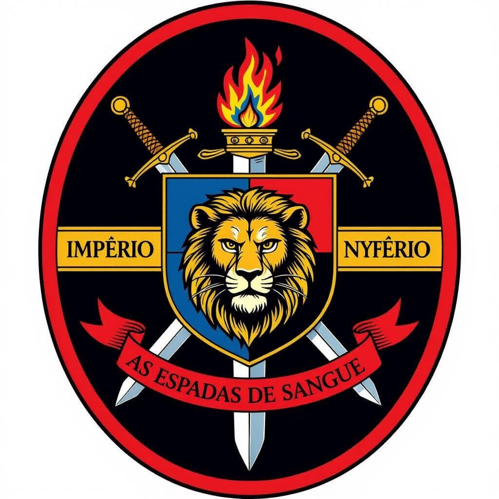 Detailed Heraldic Crest with Lion Head and Torch