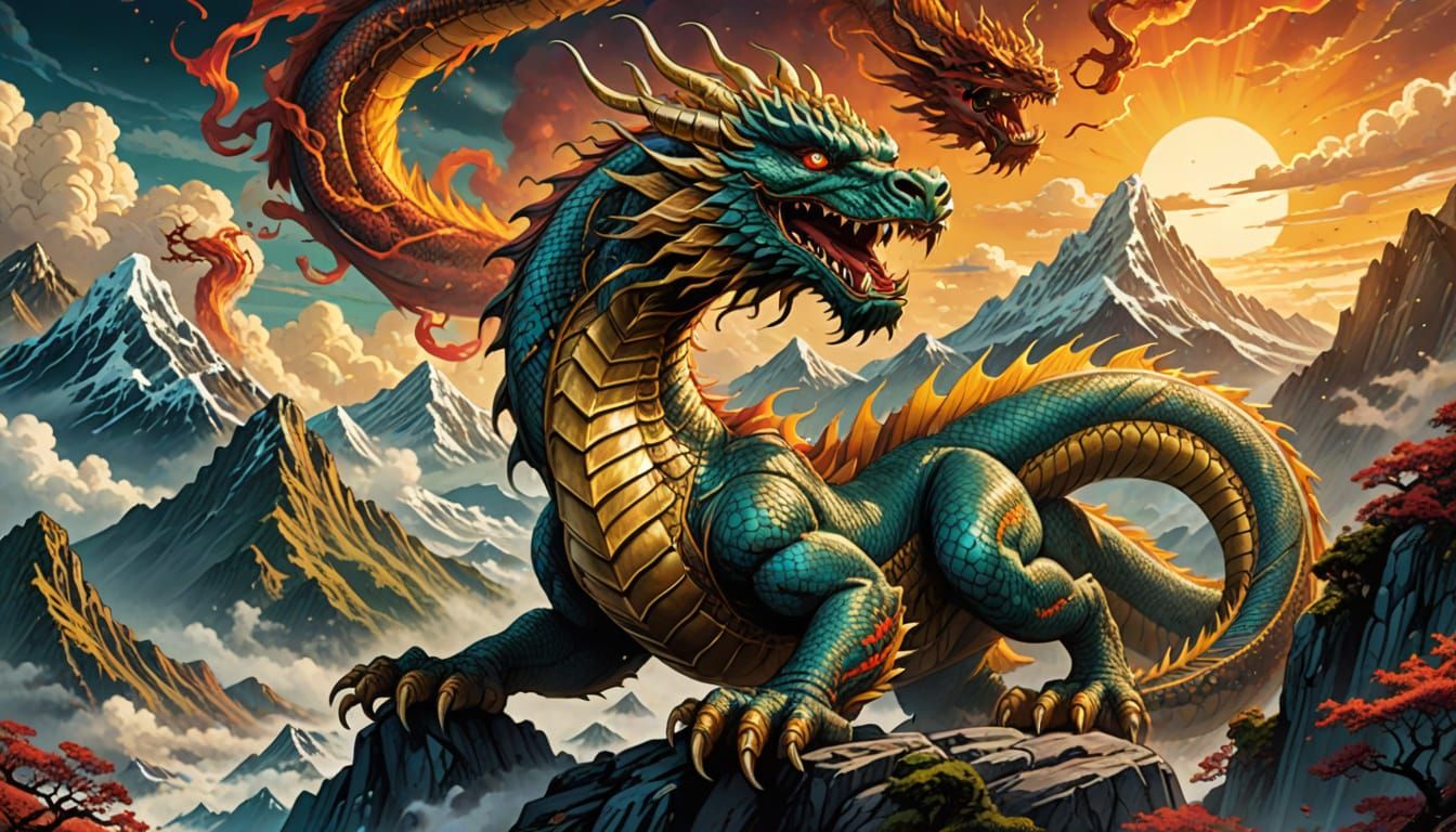 Japanese Dragon in Himalayas: Comic Book Art