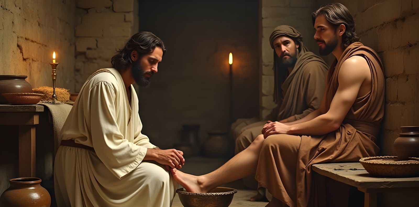 Jesus Washing a Disciple's Feet in Ancient Israel