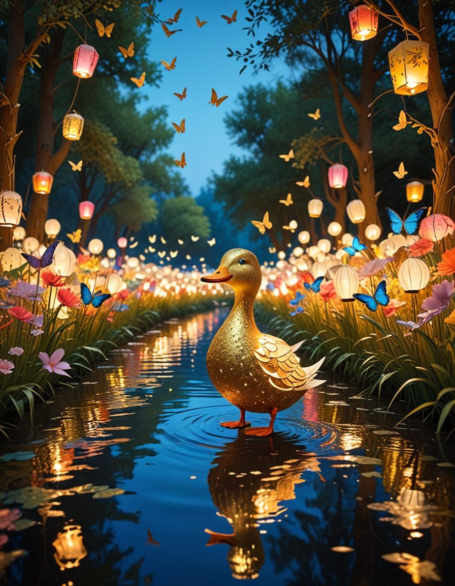 Colorful Lantern Festival in Spring, 3D Render