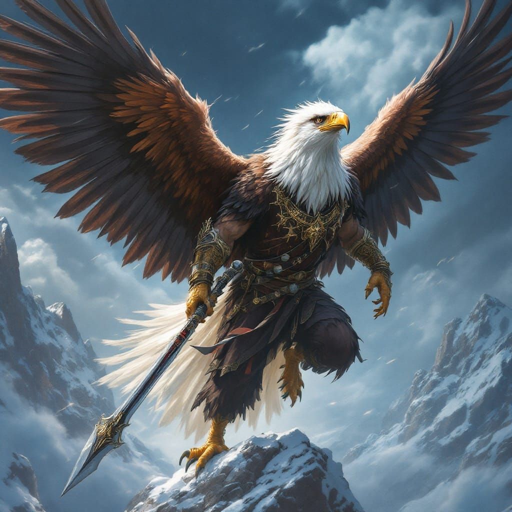 Eagle Headed God of Power and Wisdom in Cinematic Style