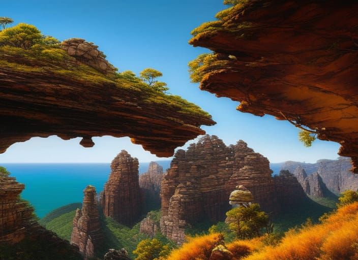 Magnificent Rocky Landscape in Illustrious Style