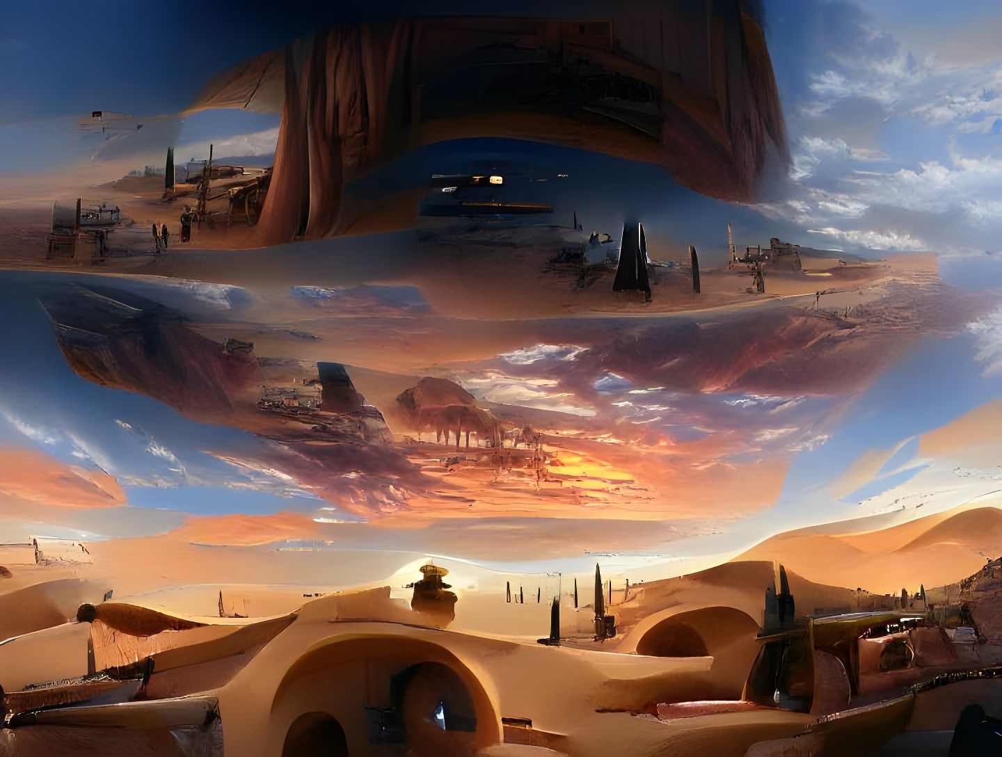 Tatooine Sunset Panorama in Realistic Concept Art Style