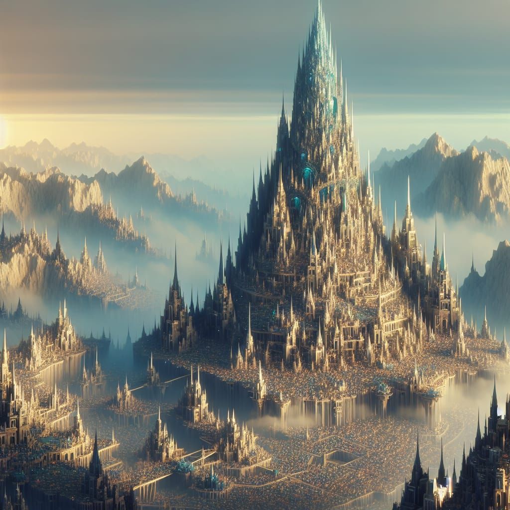 Fantasy City on Sky-High Mountain Shard