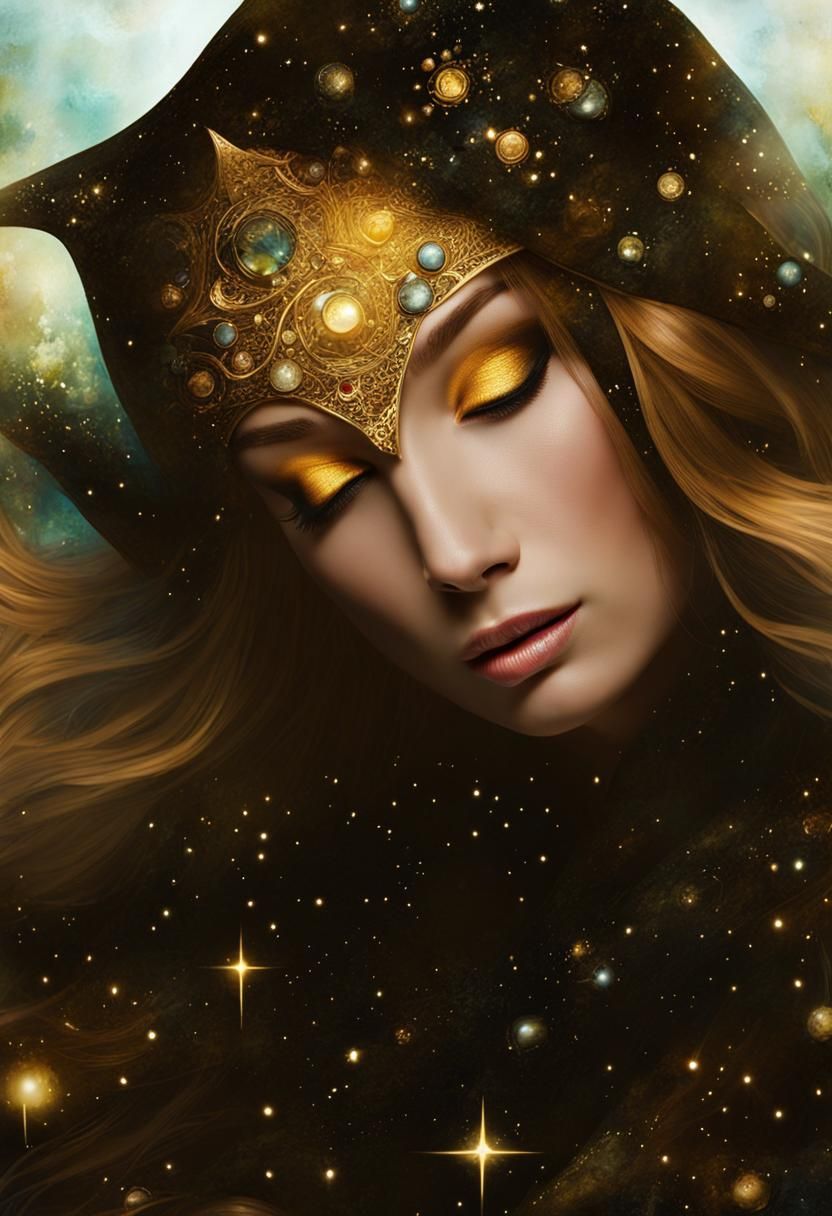 Fantasy Flying Ship Soars Through Cosmic Galaxy